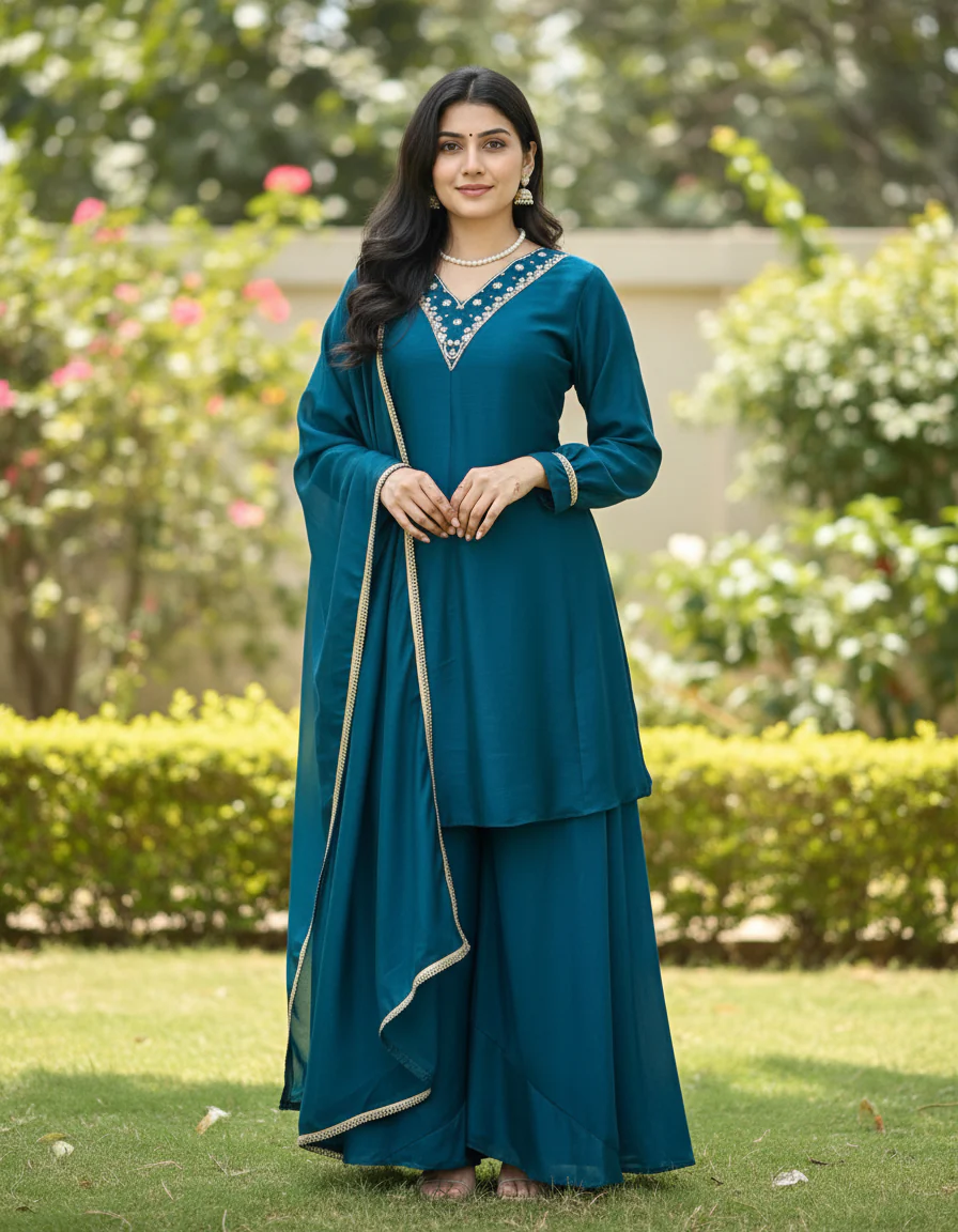 Women Latest Kurta Plazoo Sets With Dupatta - Image 23