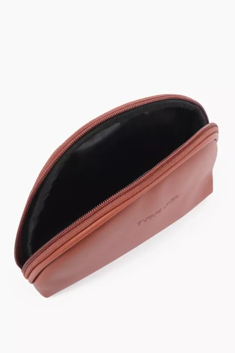 Women's Semicircle Makeup Pouch & Wallet Purse( Tan ) - Image 3