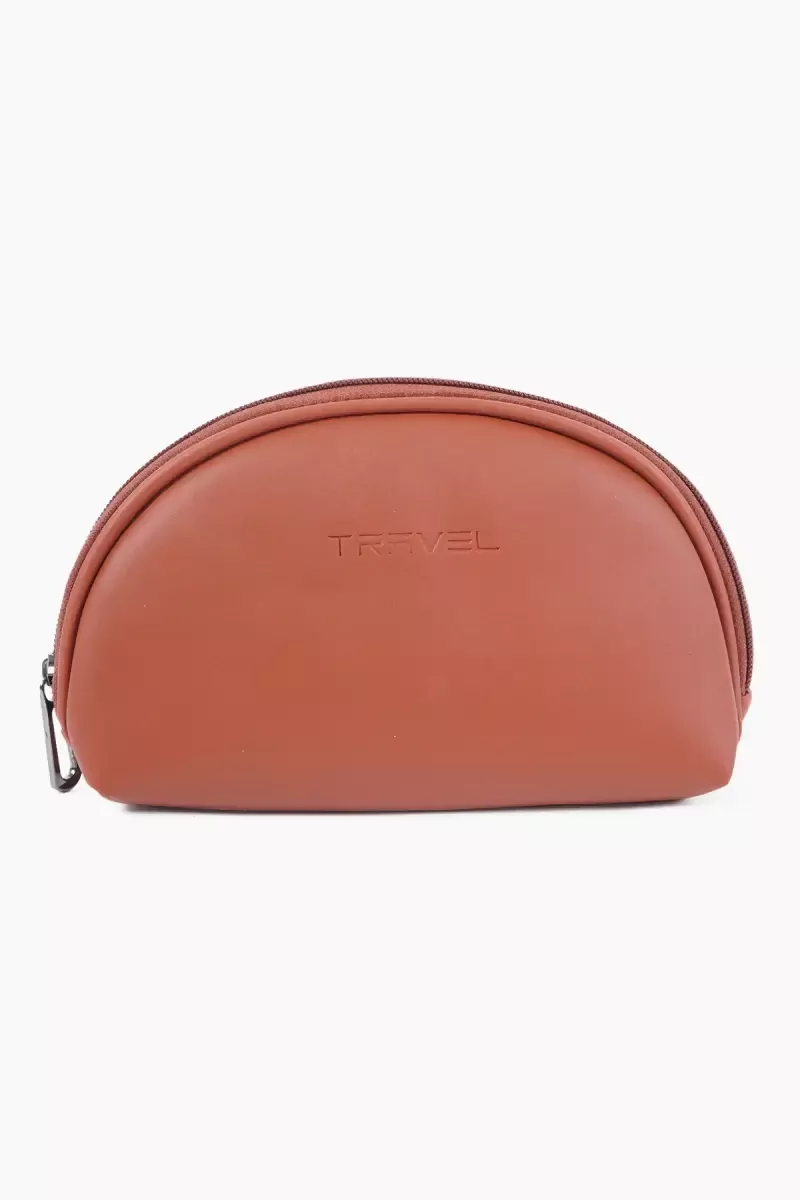 Women's Semicircle Makeup Pouch & Wallet Purse( Tan ) - Image 5