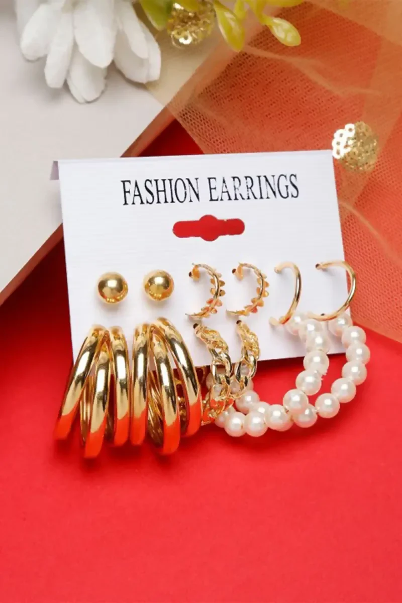 YouBella - Set of 6 Celebrity Inspired Gold Plated Earrings for Girls & Women(Gold,6)