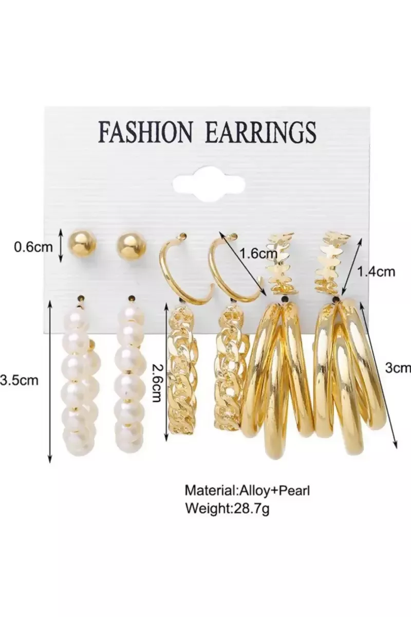 YouBella - Set of 6 Celebrity Inspired Gold Plated Earrings for Girls & Women(Gold,6) - Image 2