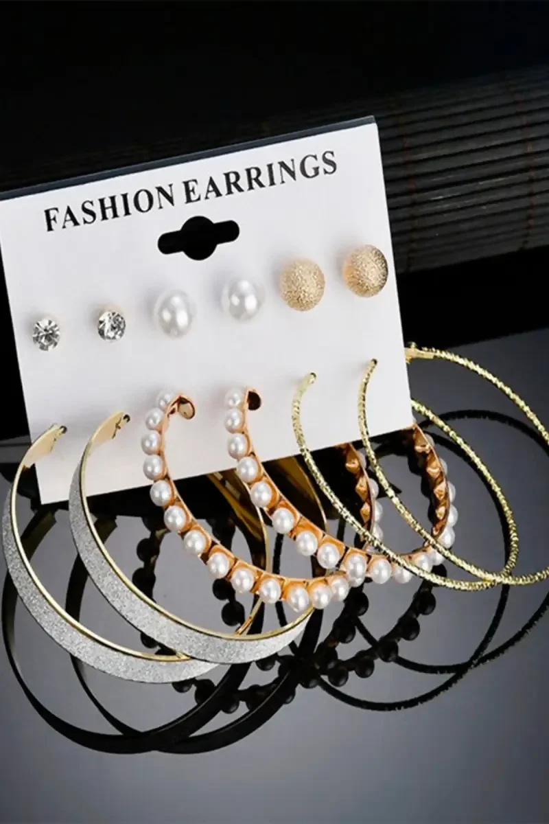 YouBella- Set of 6 Gold Plated Hoop and Stud Earrings for Girls & Women(Gold,6)