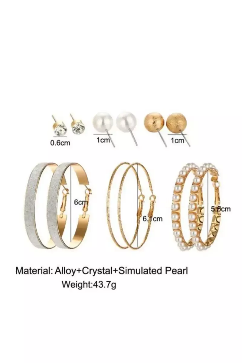 YouBella- Set of 6 Gold Plated Hoop and Stud Earrings for Girls & Women(Gold,6) - Image 3
