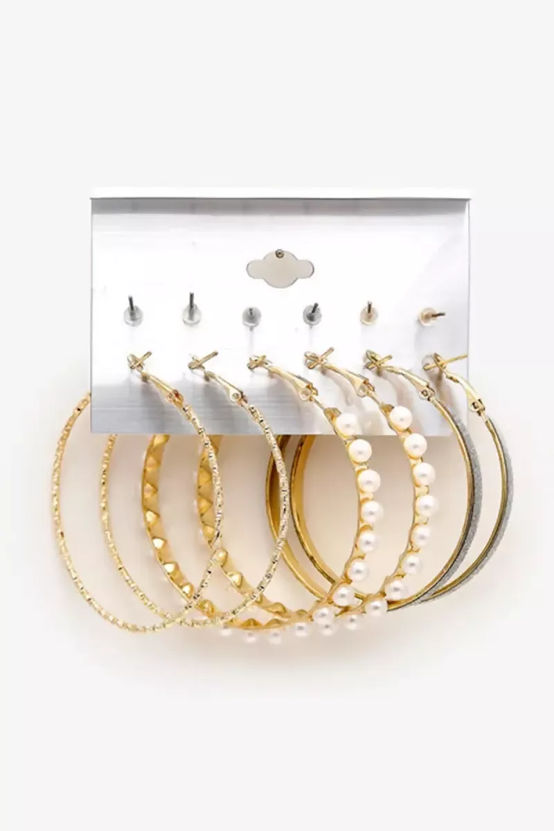 YouBella- Set of 6 Gold Plated Hoop and Stud Earrings for Girls & Women(Gold,6) - Image 4