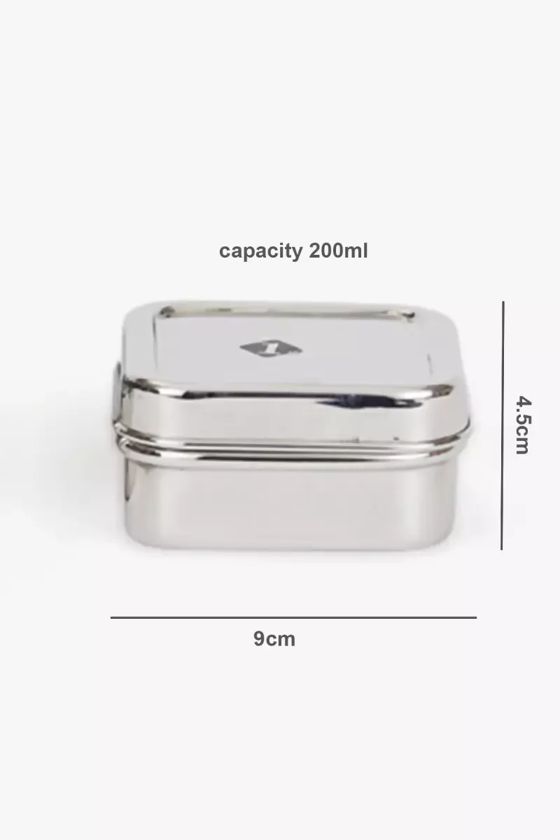Zion Stainless Steel Royal Plain Square Lunch Box - 200 ML - Image 2